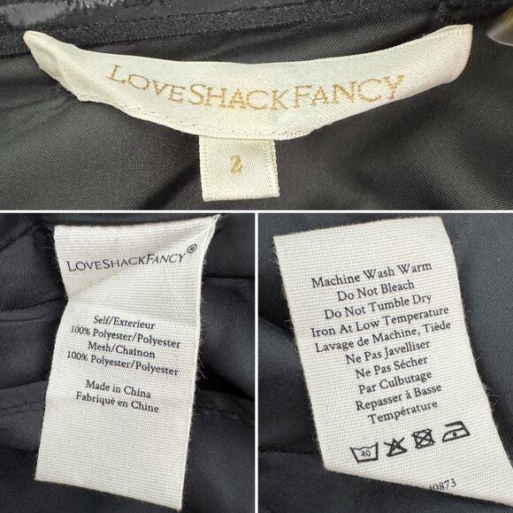 LoveShackFancy Tara Off-the-shoulder Ruffle-trim Taffeta Dress black size 2 - Picture 9 of 11